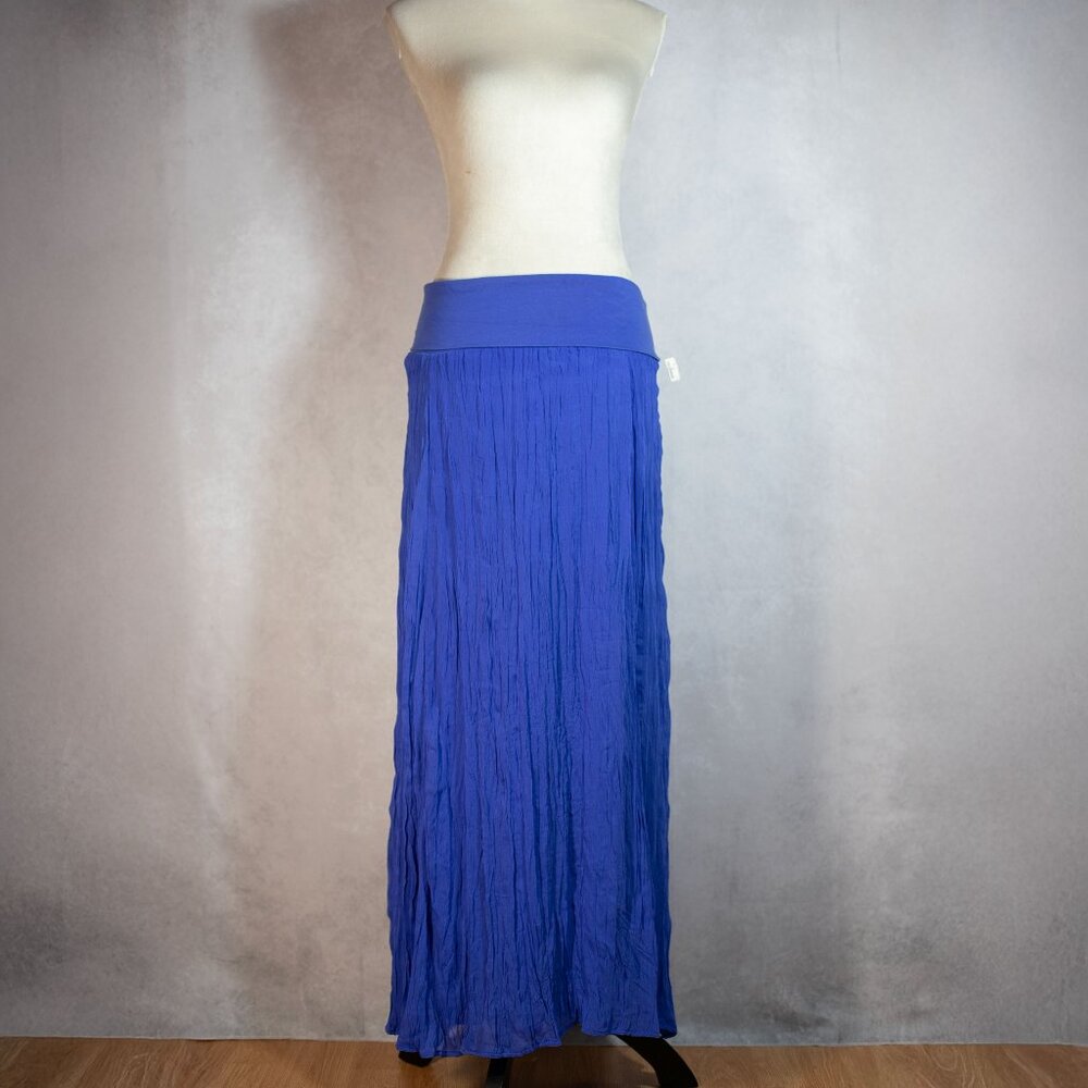 Aeropostale Crinkle Maxi Skirt Elastic Waist Blue Size L